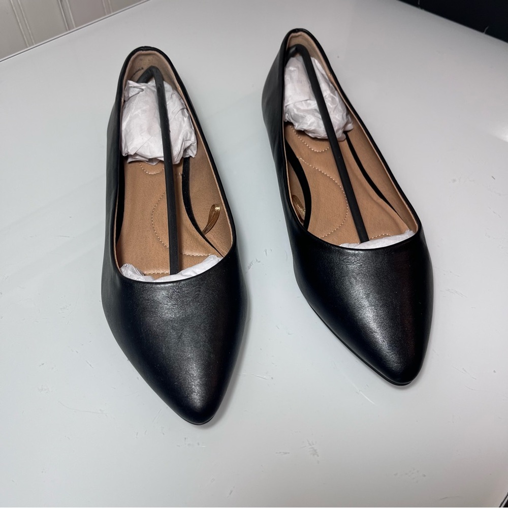 Lane Bryant Black Pointed Toe Dream Cloud Ballet Flats Faux Leather Size 10W New - Picture 10 of 11